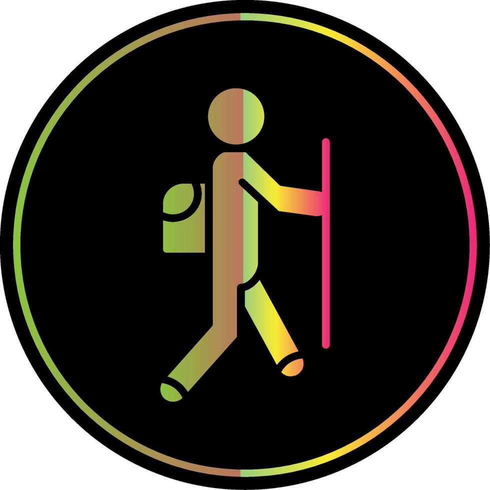 Hiker Glyph Due Color Icon Design vector