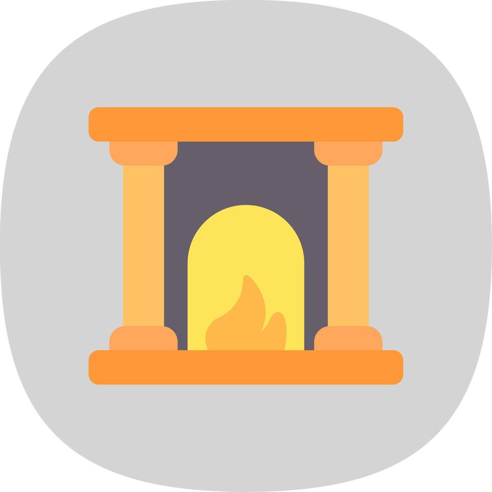 Fireplace Flat Curve Icon Design vector