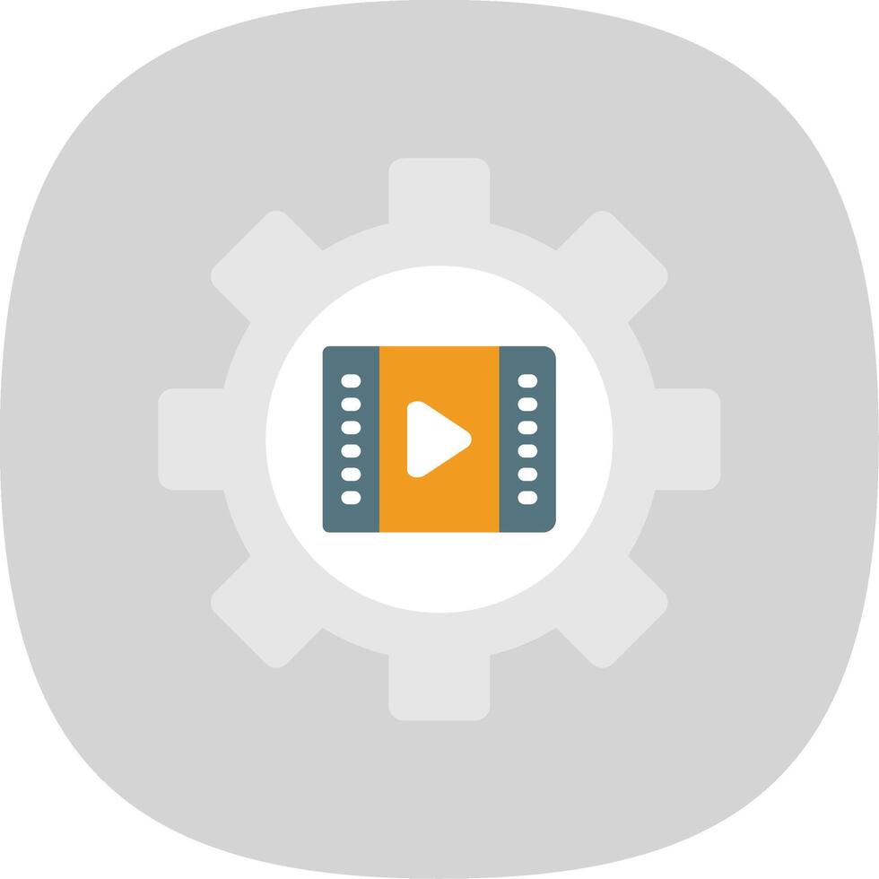 Gear Flat Curve Icon Design vector