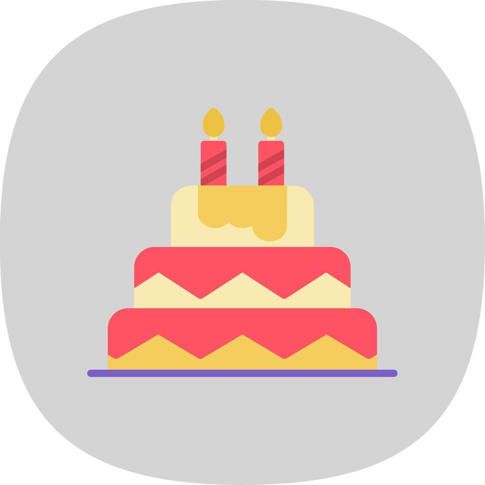 cumpleaños pastel plano curva icono diseño vector