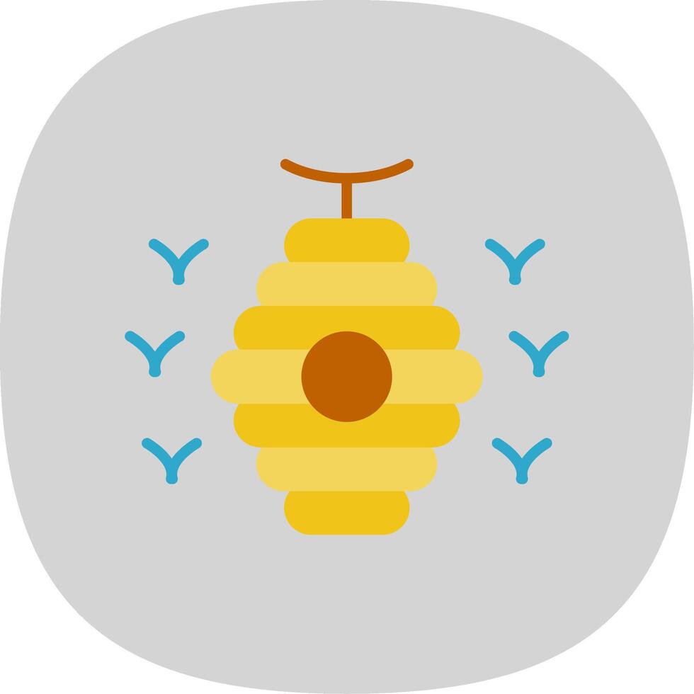 abeja colmena plano curva icono diseño vector