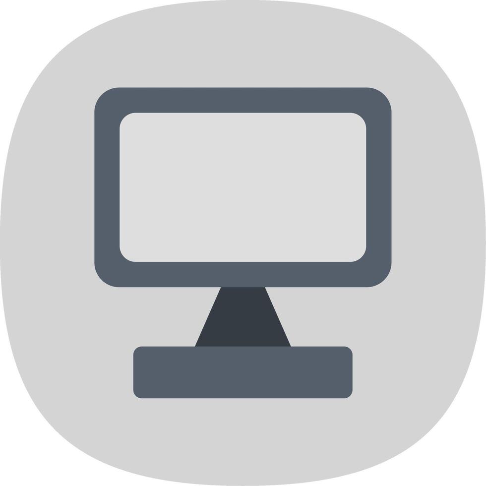 Monitor Screen Flat Curve Icon Design vector