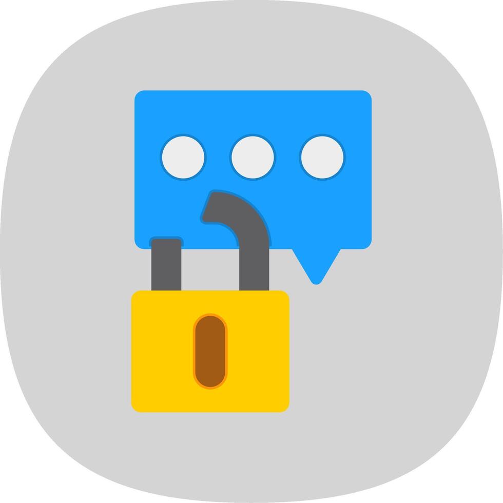 Secure Chat Flat Curve Icon Design vector