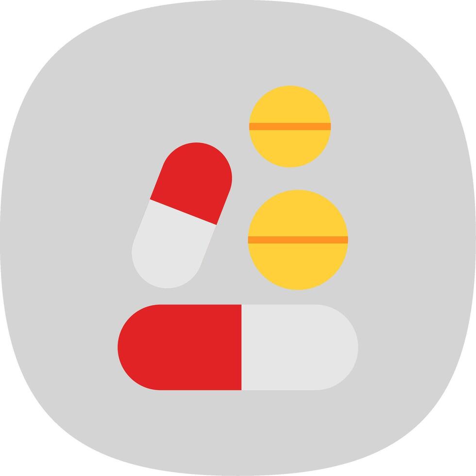 Pills Flat Curve Icon Design vector
