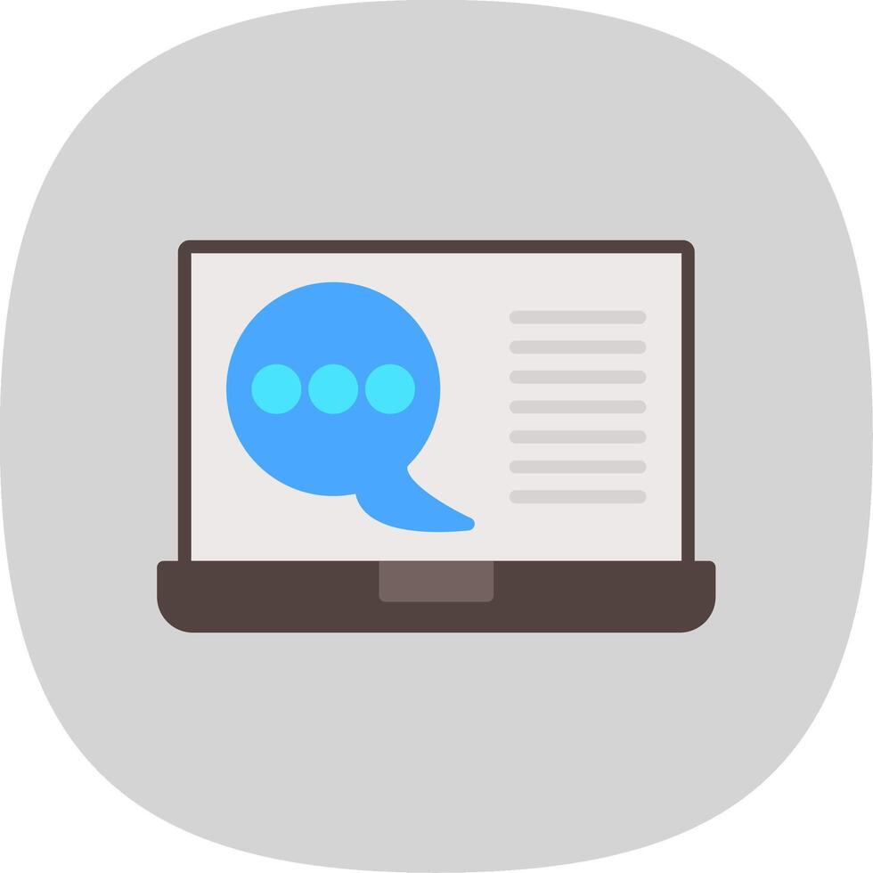 Laptop Info Chat Flat Curve Icon Design vector