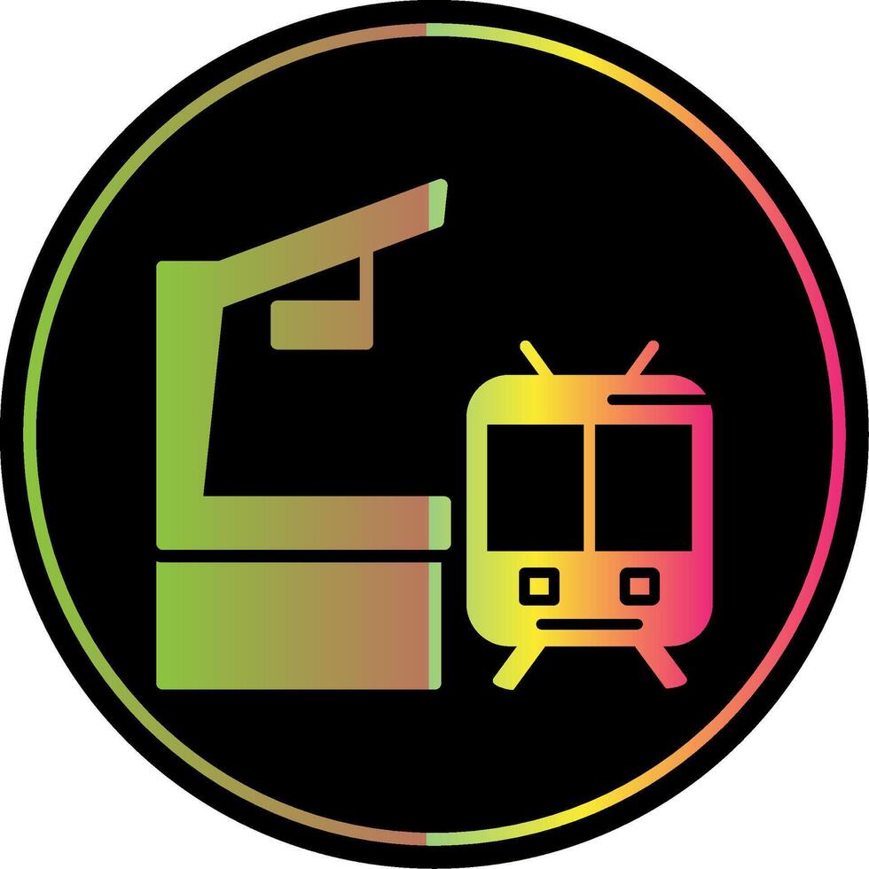 Railroad Station Glyph Due Color Icon Design vector
