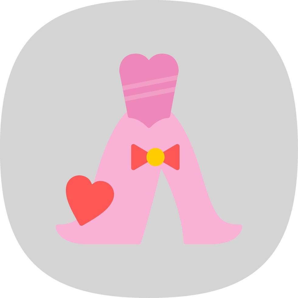 Wedding Dress Flat Curve Icon Design vector