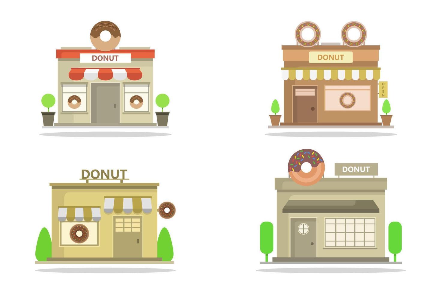 Donut shop illustrated on white background vector