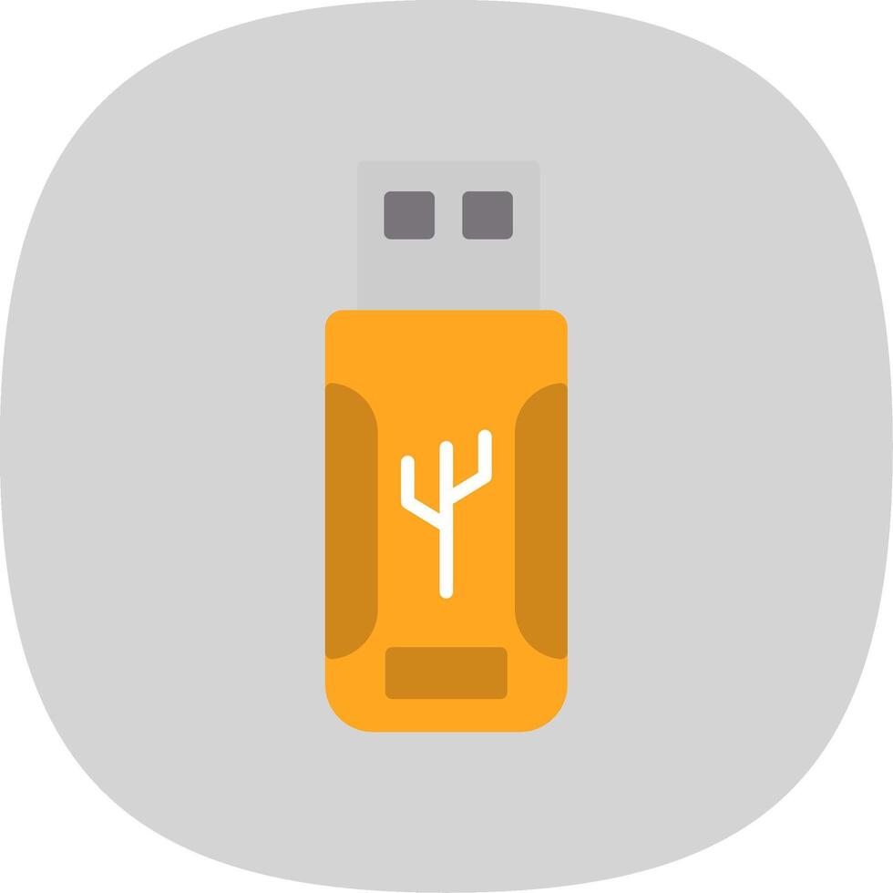 Flash Drive Flat Curve Icon Design vector
