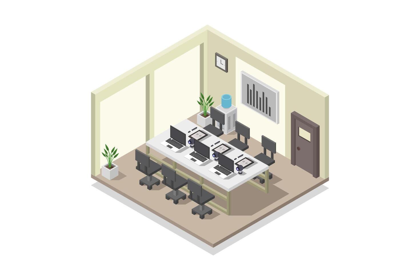 Isometric conference room illustrated on white background vector