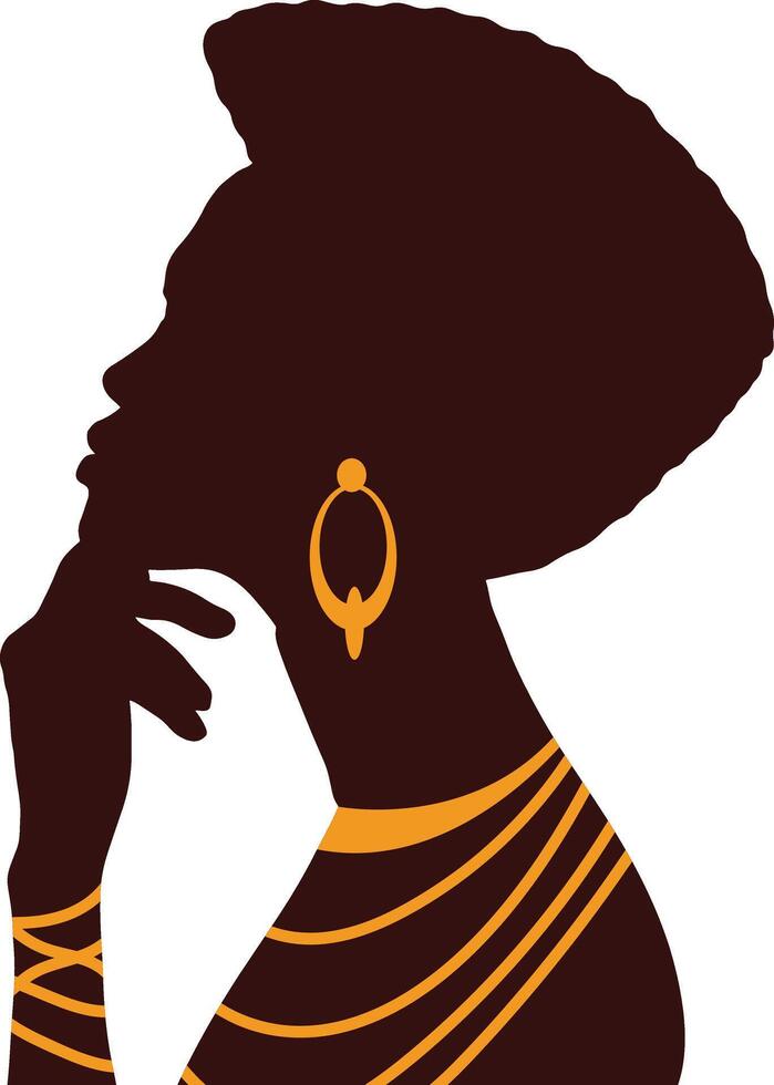 Black History Month Women's Silhouette. Isolated Side View Avatar vector