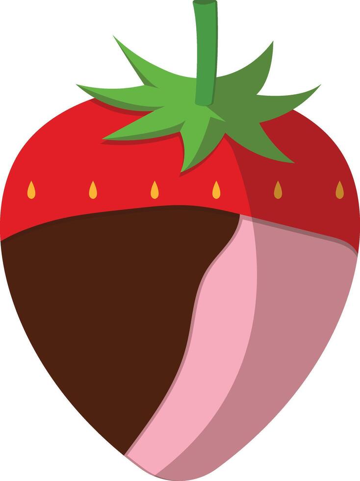 Strawberry Coated Chocolate with Cartoon Style. Illustration Design vector