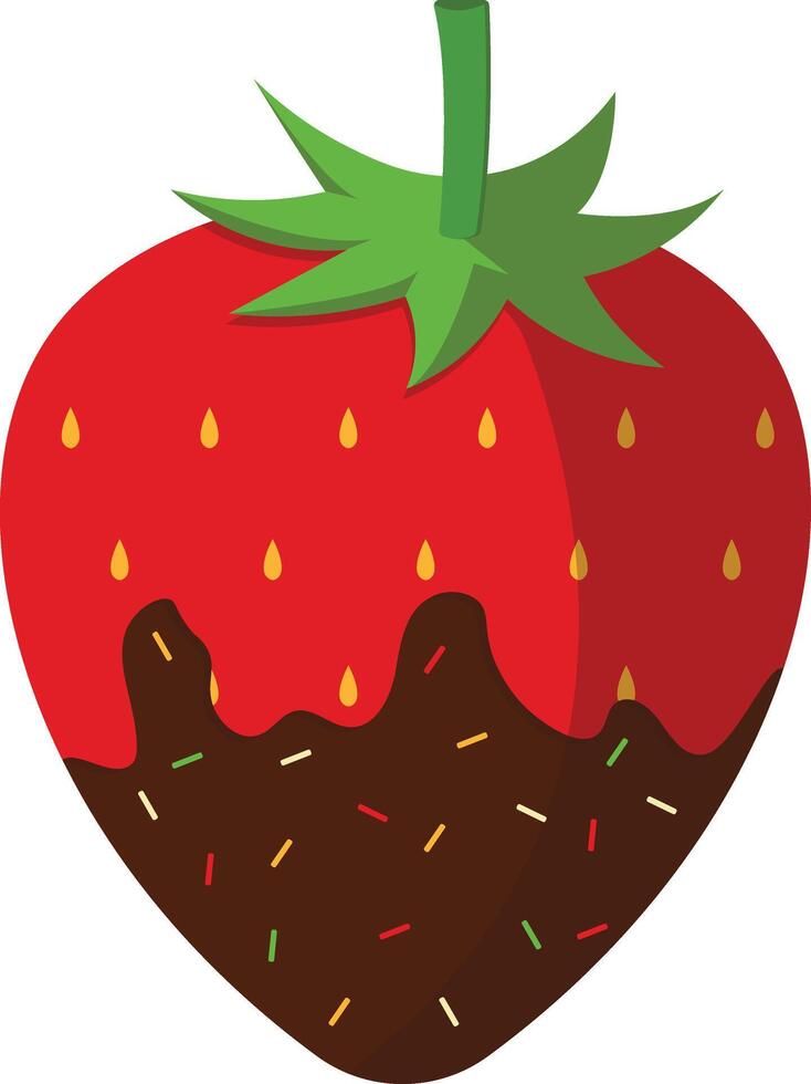 Strawberry Coated Chocolate with Cartoon Style. Illustration Design vector