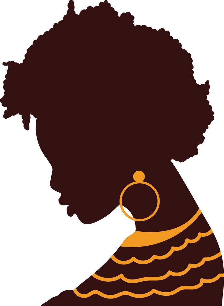 Black History Month Women's Silhouette. Isolated Side View Avatar vector