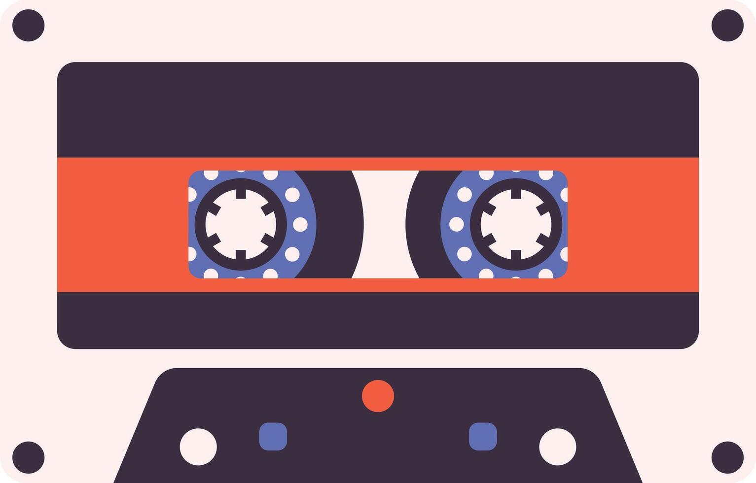 Retro Cassette Tape Illustration. in Colorful Vintage Style vector