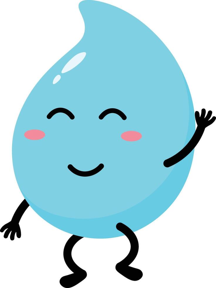 Cute Water Drop Character. Flat Cartoon Illustration on White Background vector