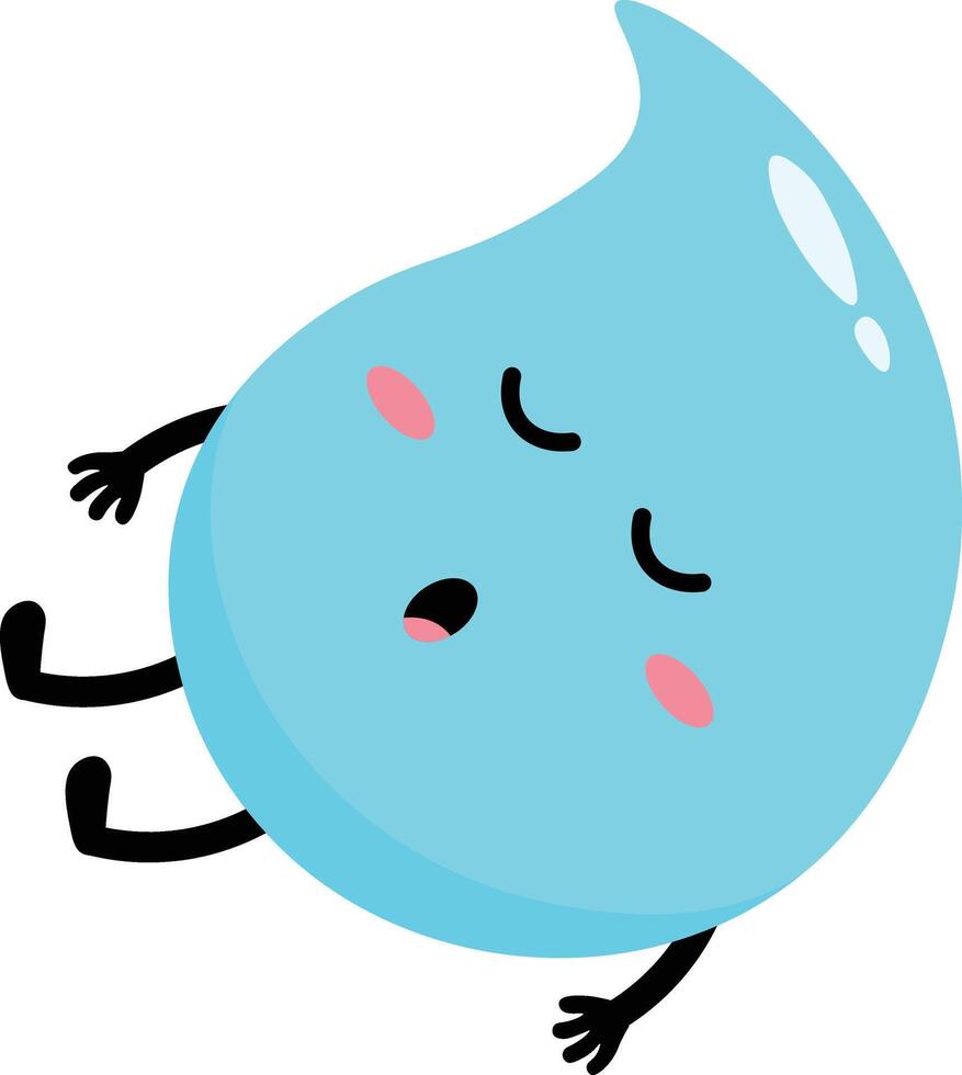 Cute Water Drop Character. Flat Cartoon Illustration on White Background vector