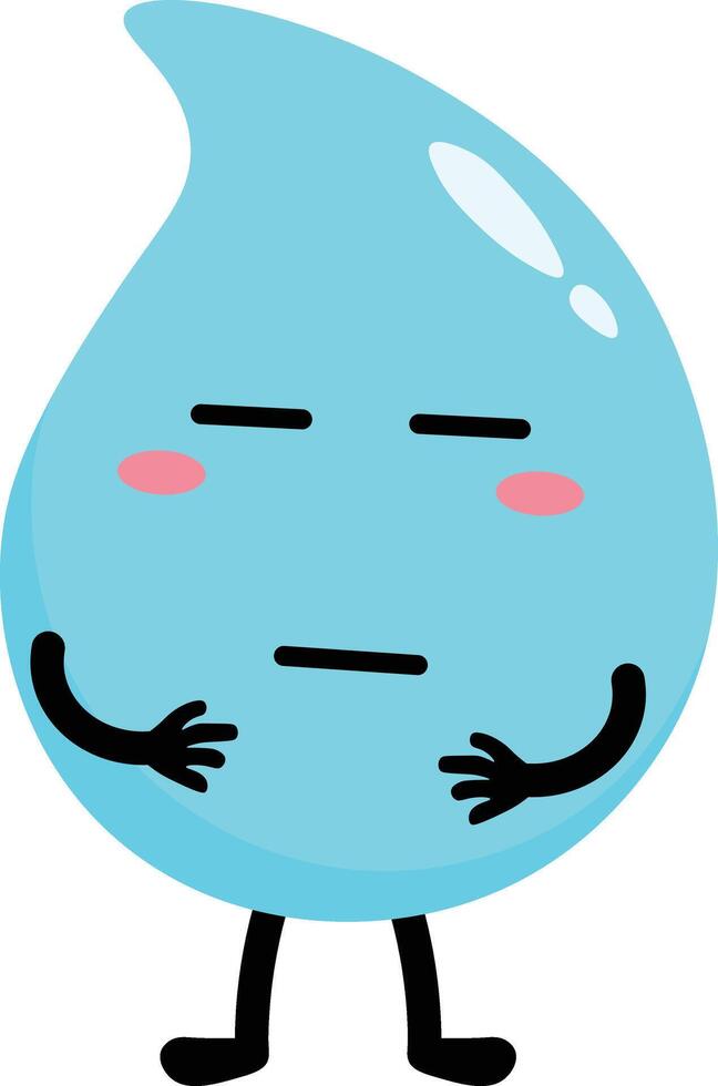 Cute Water Drop Character. Flat Cartoon Illustration on White Background vector