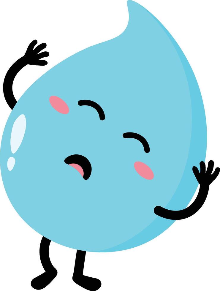 Cute Water Drop Character. Flat Cartoon Illustration on White Background vector