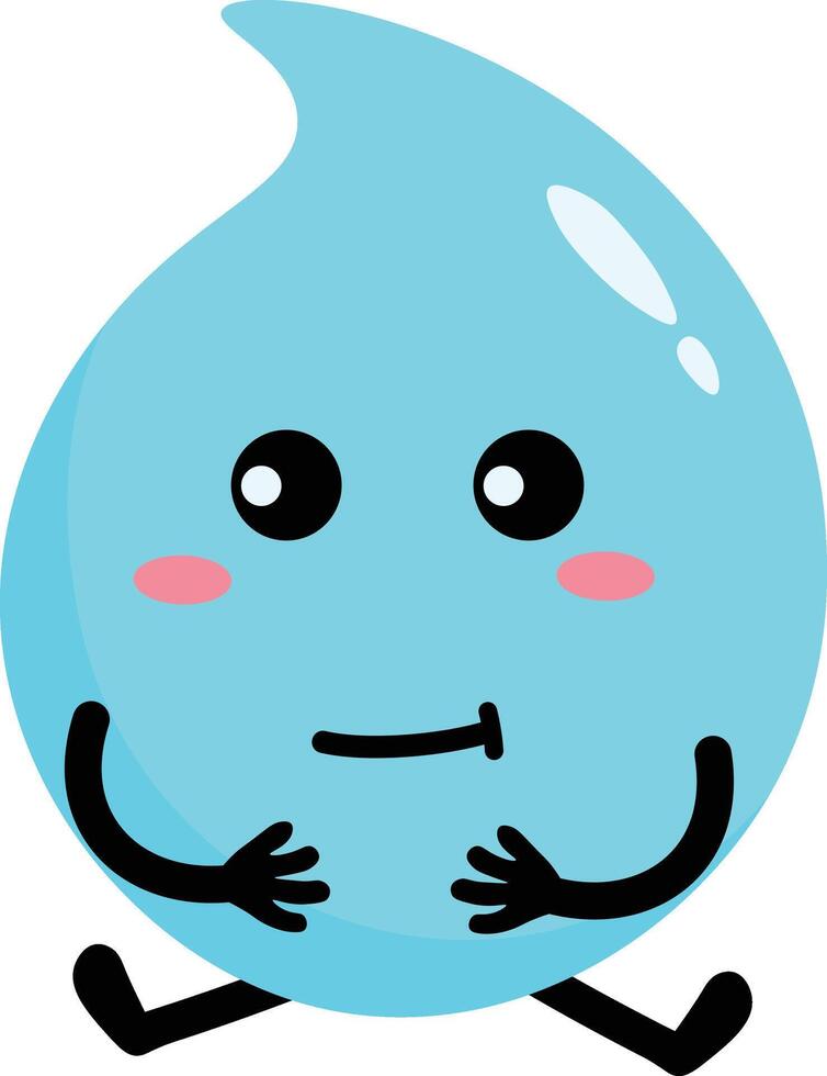 Cute Water Drop Character. Flat Cartoon Illustration on White Background vector