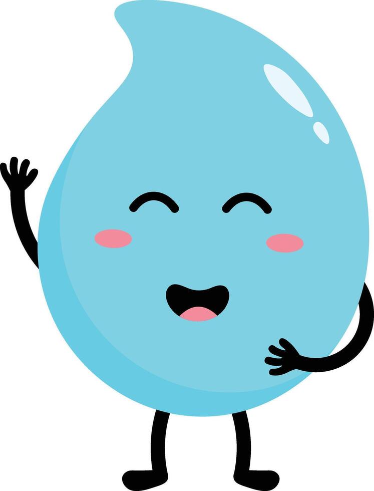 Cute Water Drop Character. Flat Cartoon Illustration on White Background vector