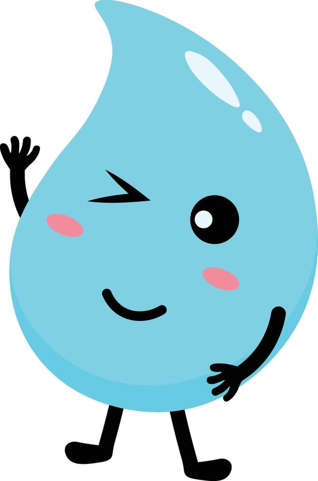 Cute Water Drop Character. Flat Cartoon Illustration on White Background vector