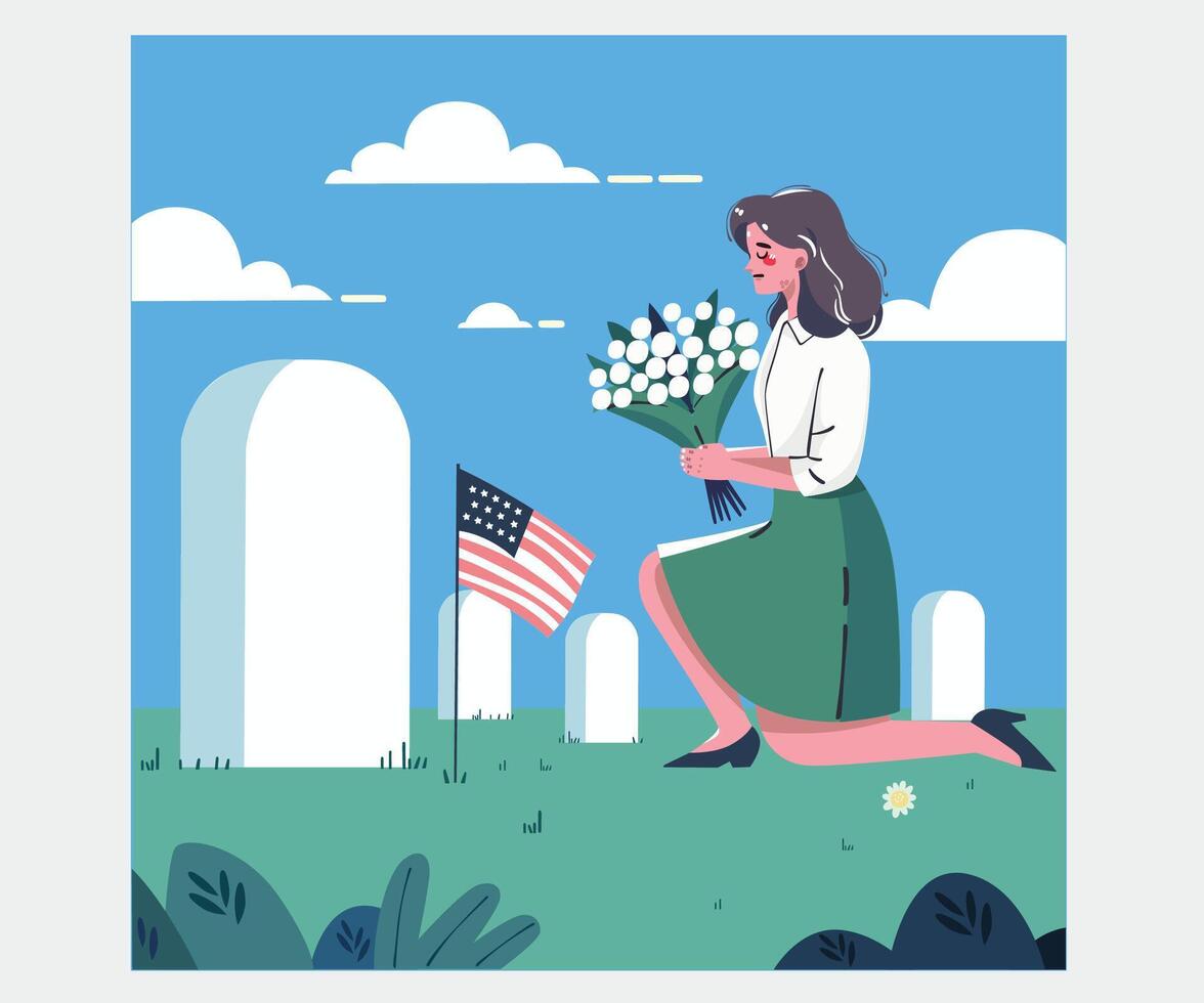 Hand Drawn USA Memorial Day Illustration vector
