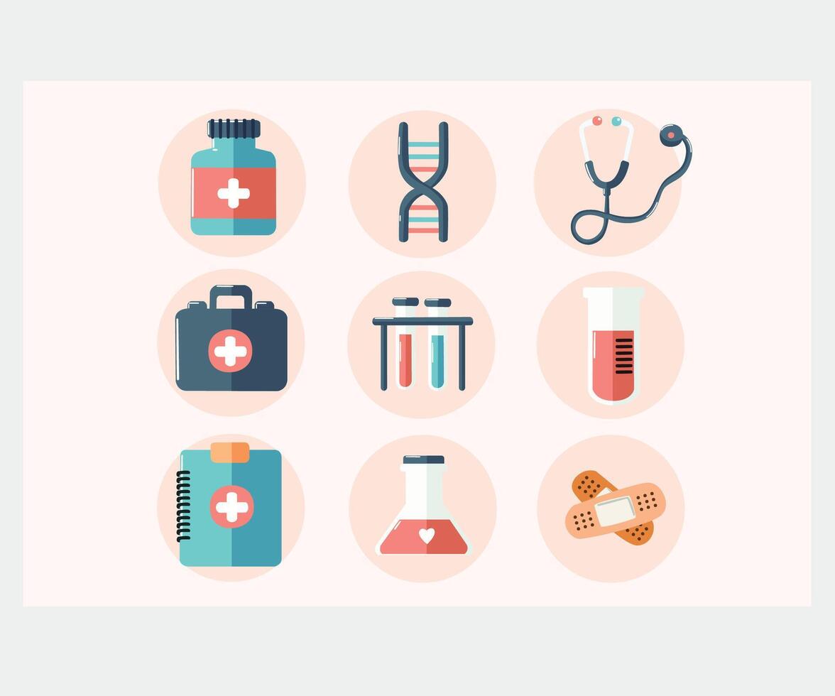 Medicine Elements Isolated Set Illustration vector