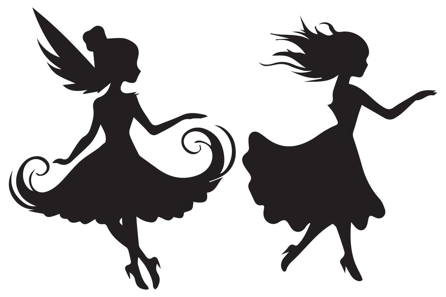 Silhouette set of fairies illustration pro design vector