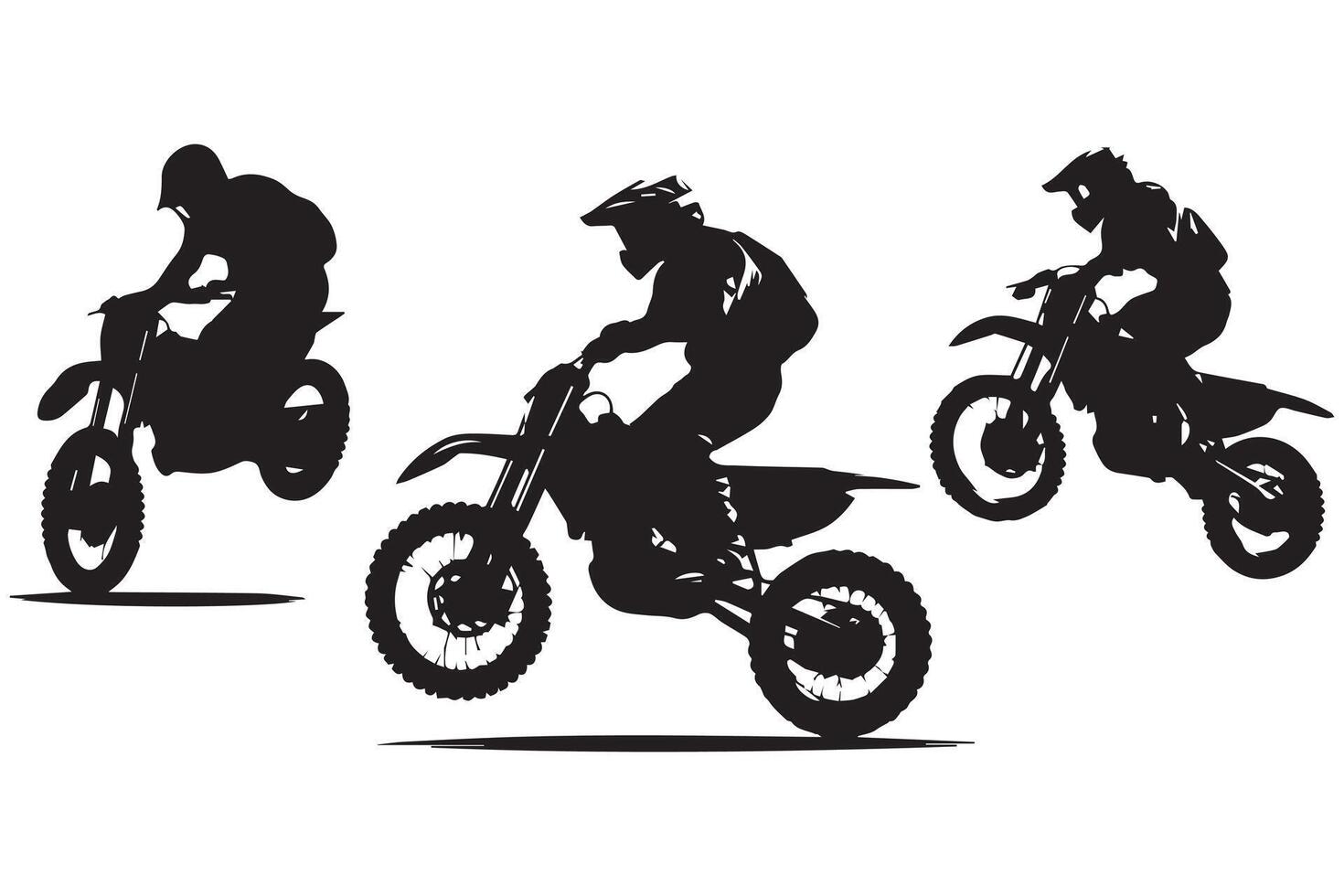 motocross jumping riders, freestyle, isolated silhouettes set pro designt vector