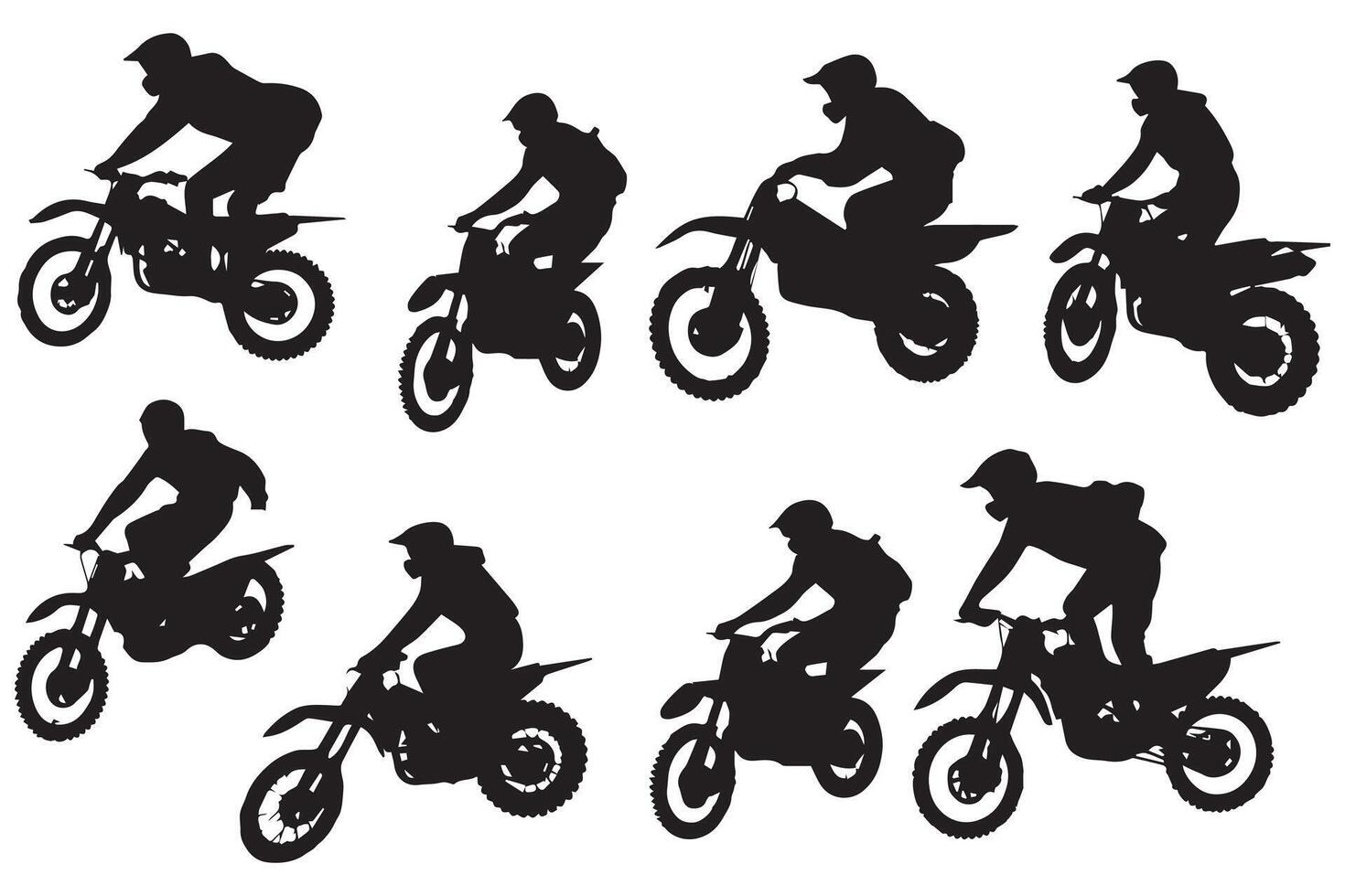 Isolated motocross rider jump set pro design vector