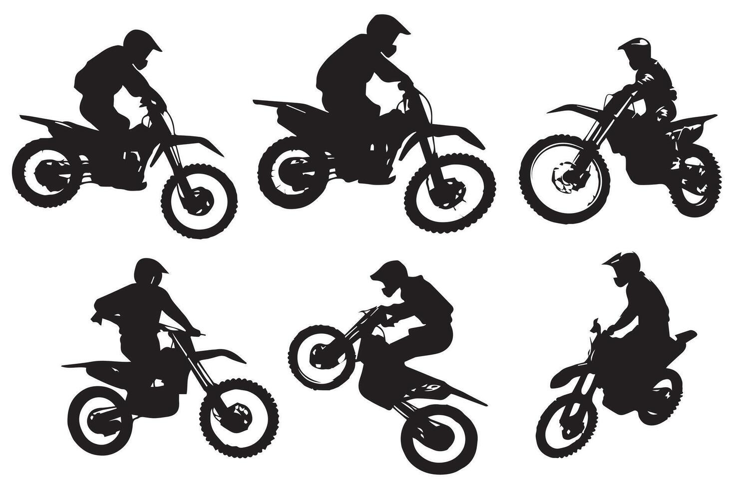 Isolated motocross rider jump set pro design vector