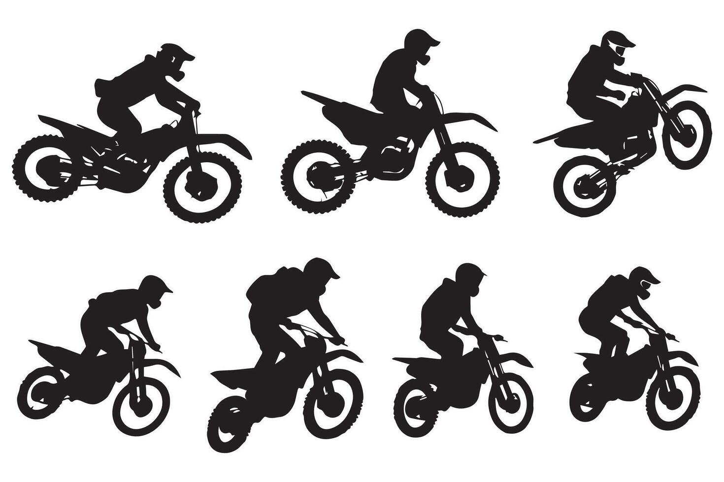 Isolated motocross rider jump set pro design vector
