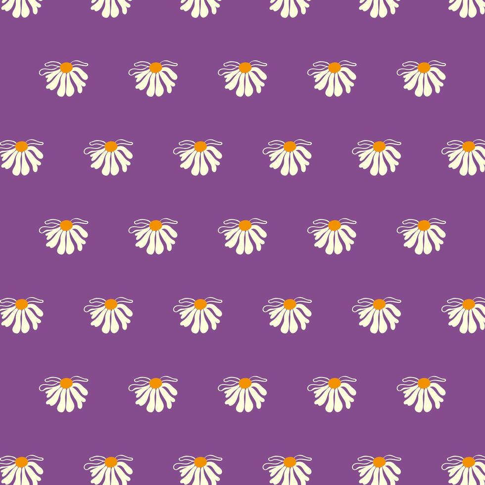 Seamless pattern daisy Lilac background dards posters banners Spring Summer clothes Packaging wallpaper template Textile vector