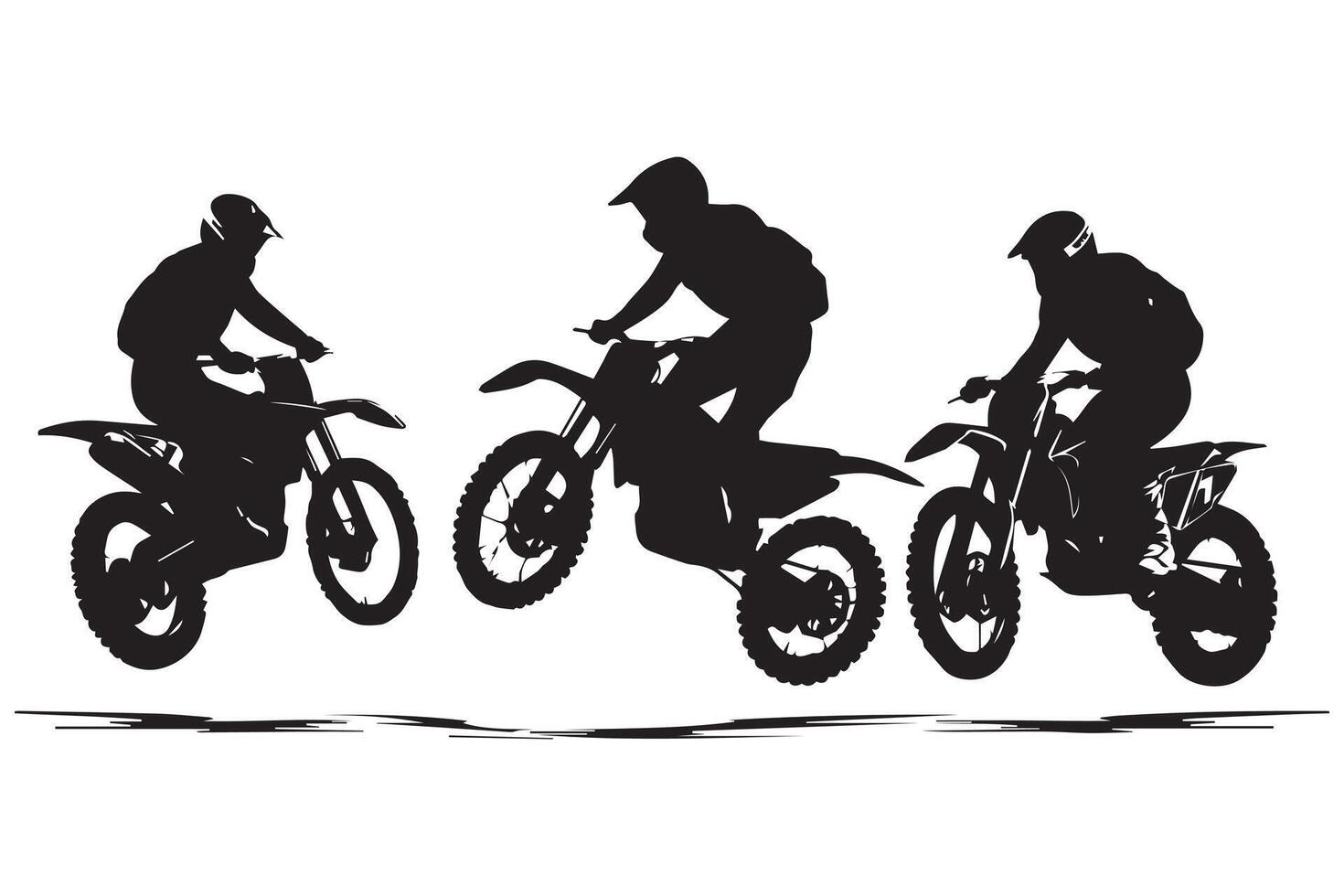 Silhouette of a biker doing freestyle tricks on his motorcycle. silhouette set free desin vector