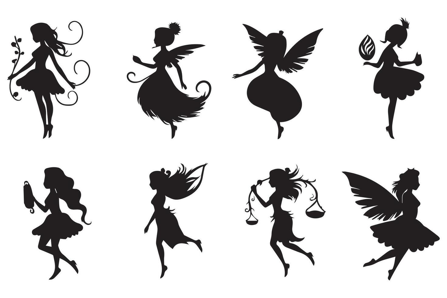 Fairy Silhouette white background pro design vector