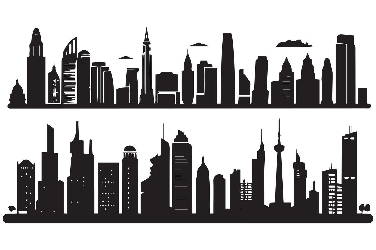 City silhouette, Silhouette of city with black color on white background pro design vector