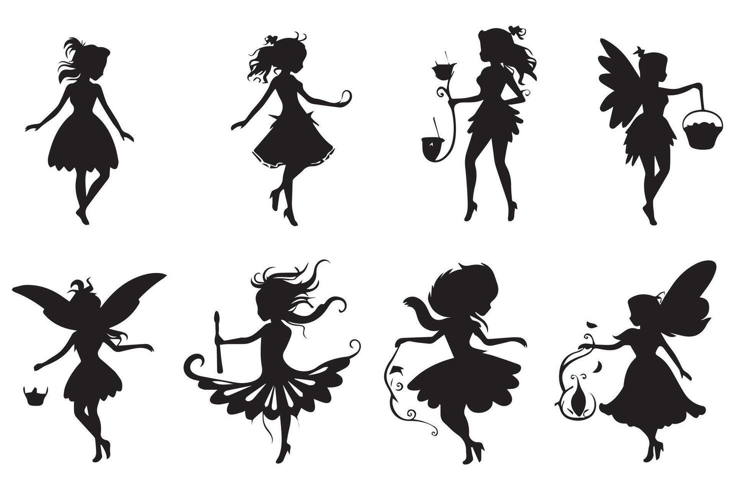 Fairy Silhouette white background pro design vector