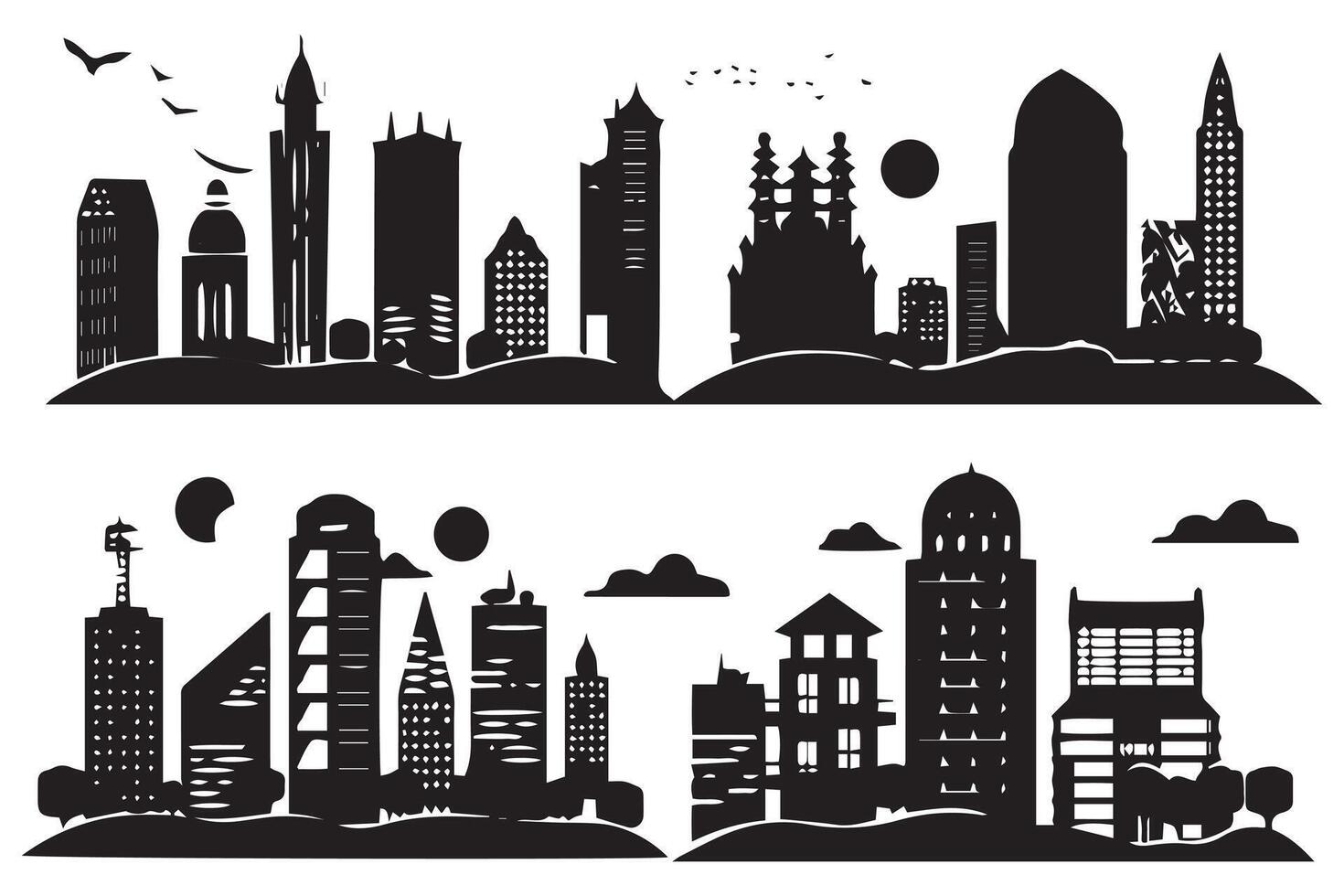 City silhouette, Silhouette of city with black color on white background pro design vector