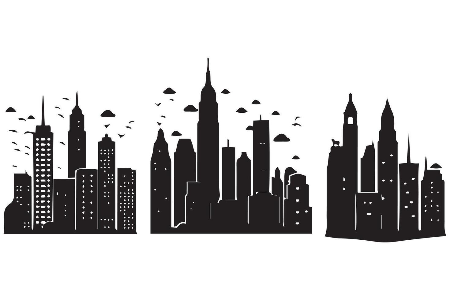 bundile of Building cityline silhouettepro design vector