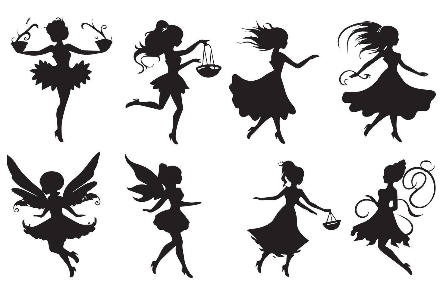 Fairy Silhouette white background pro design vector