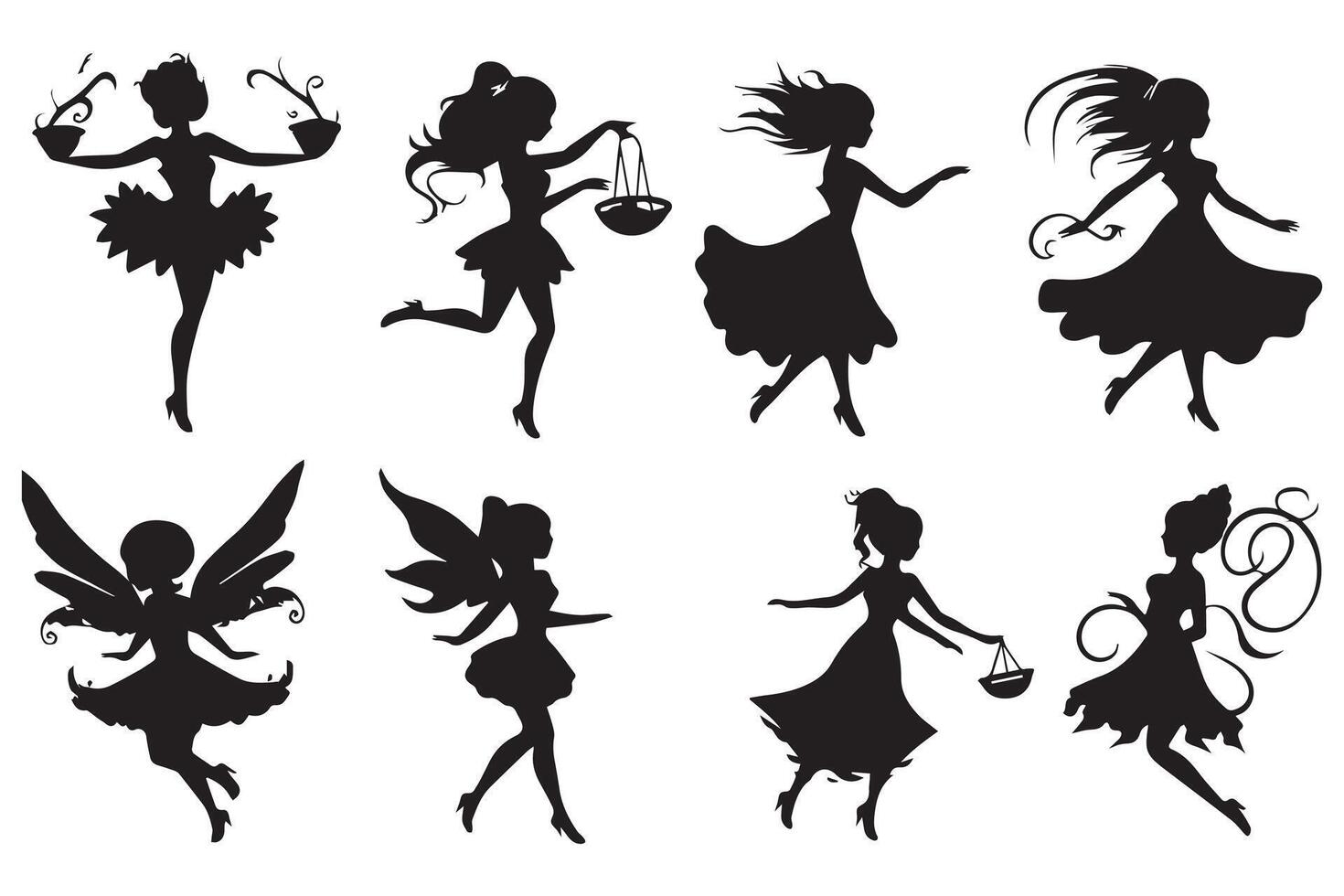 Fairy Silhouette white background pro design vector