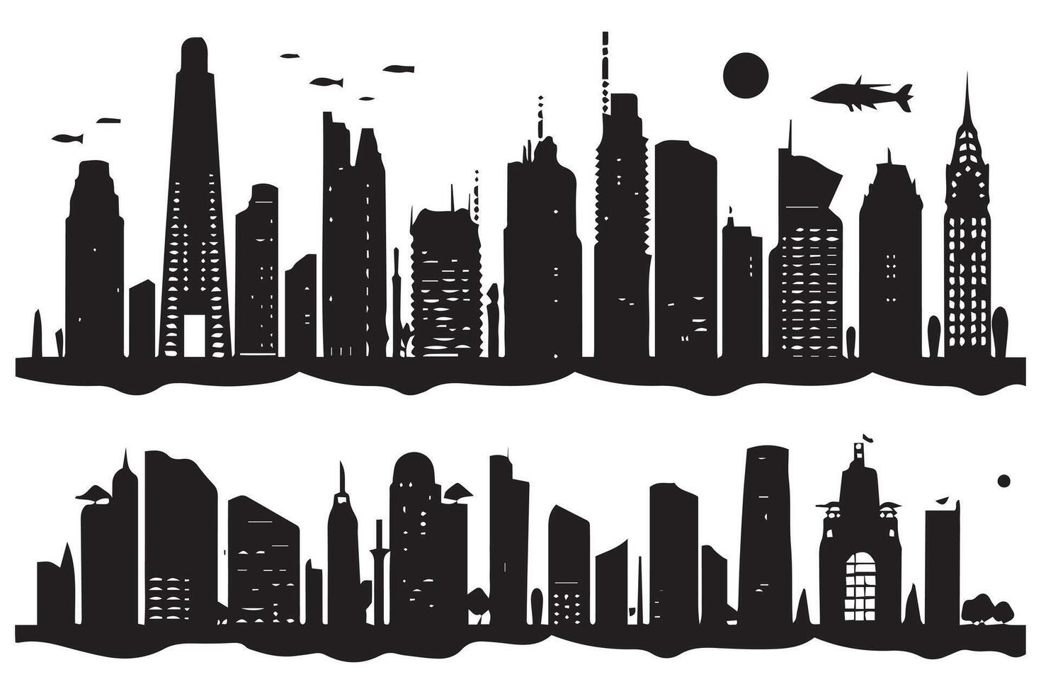 bundile of Building cityline silhouettepro design vector