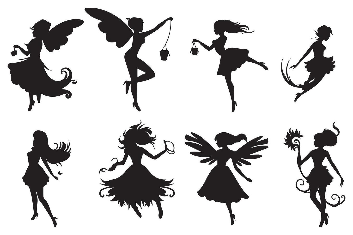 Fairy Silhouette white background pro design vector