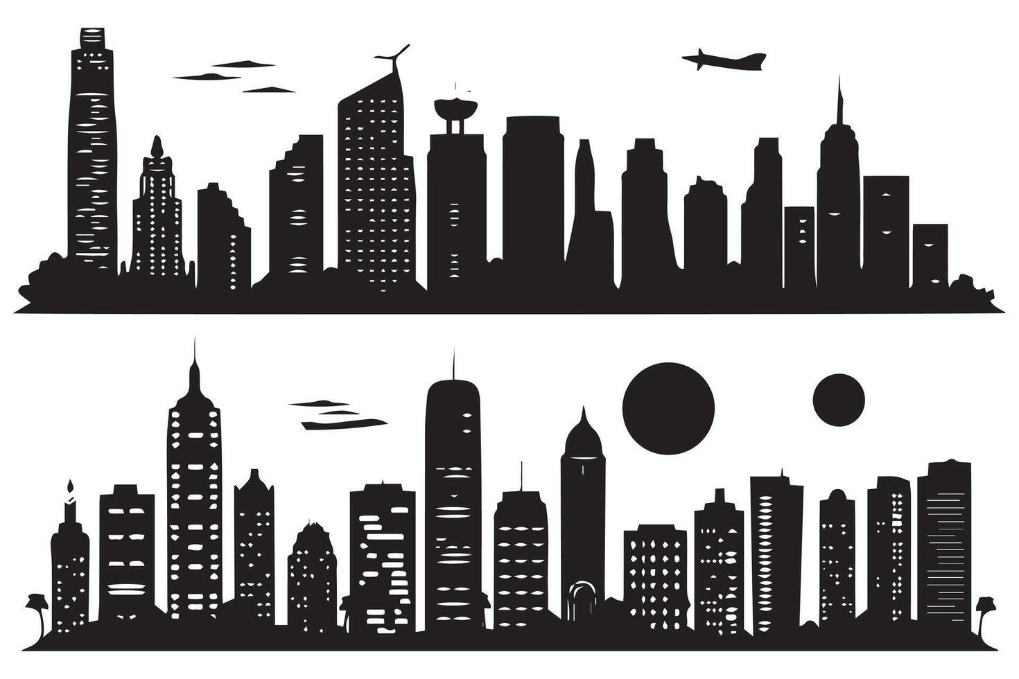 City silhouette, Silhouette of city with black color on white background pro design vector