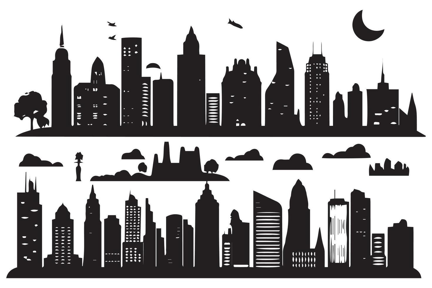 City silhouette, Silhouette of city with black color on white background pro design vector
