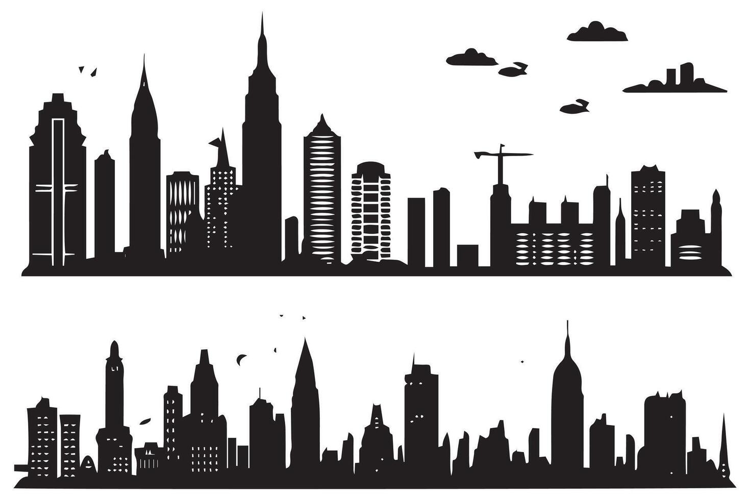 City silhouette, Silhouette of city with black color on white background pro design vector