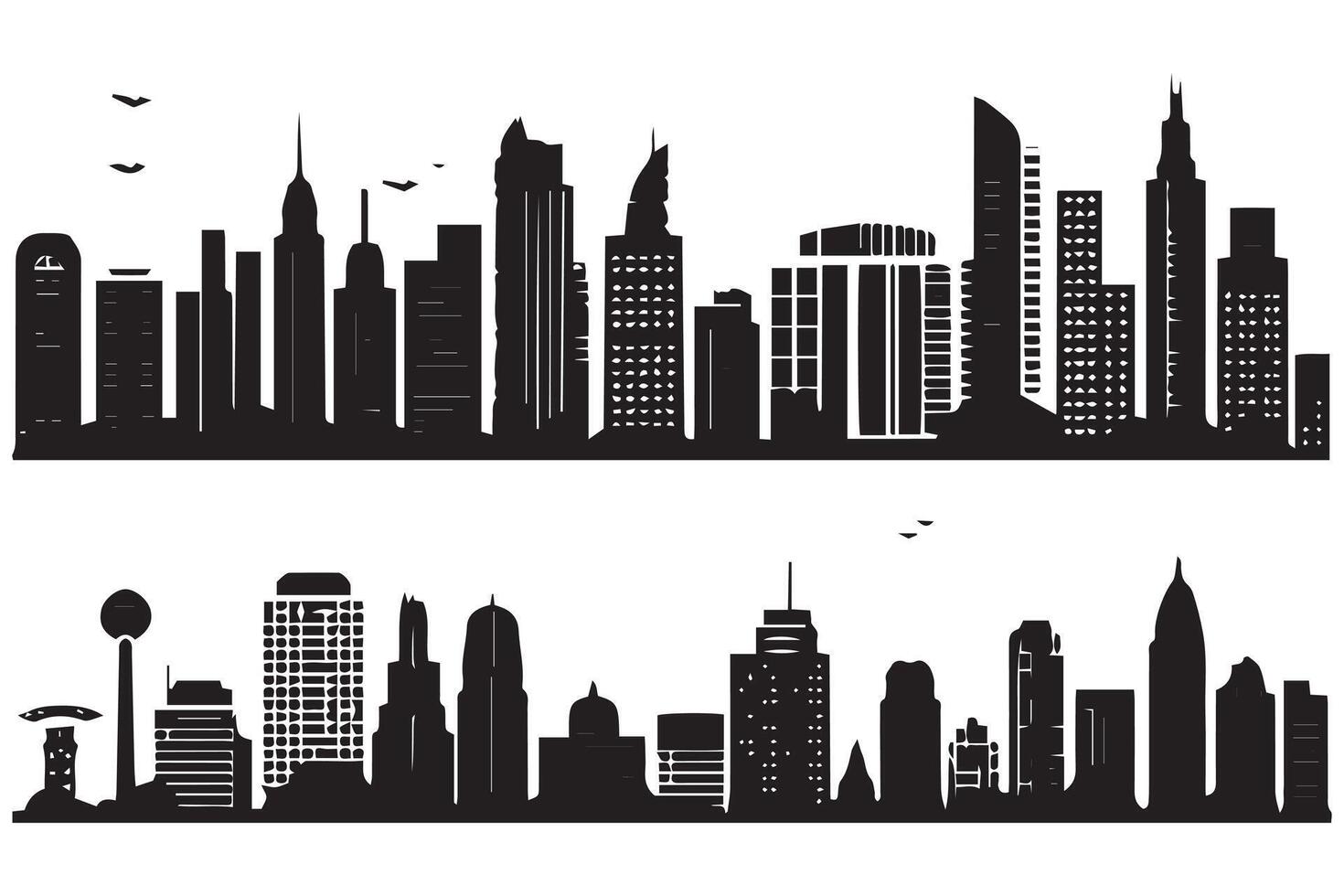 City silhouette, Silhouette of city with black color on white background pro design vector