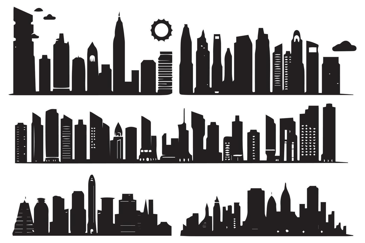 City silhouette, Silhouette of city with black color on white background pro design vector