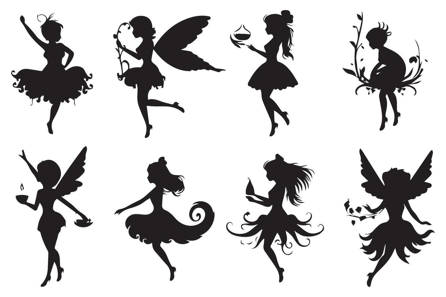 Fairy Silhouette white background pro design vector